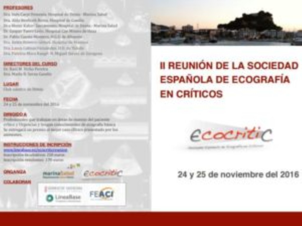 II REUNIÓN DE LA SOCIEDAD ESPAÑOLA DE ECOGRAFÍA EN CRÍTICOS @ Real Club Nautico Denia | Dénia | Comunidad Valenciana | España
