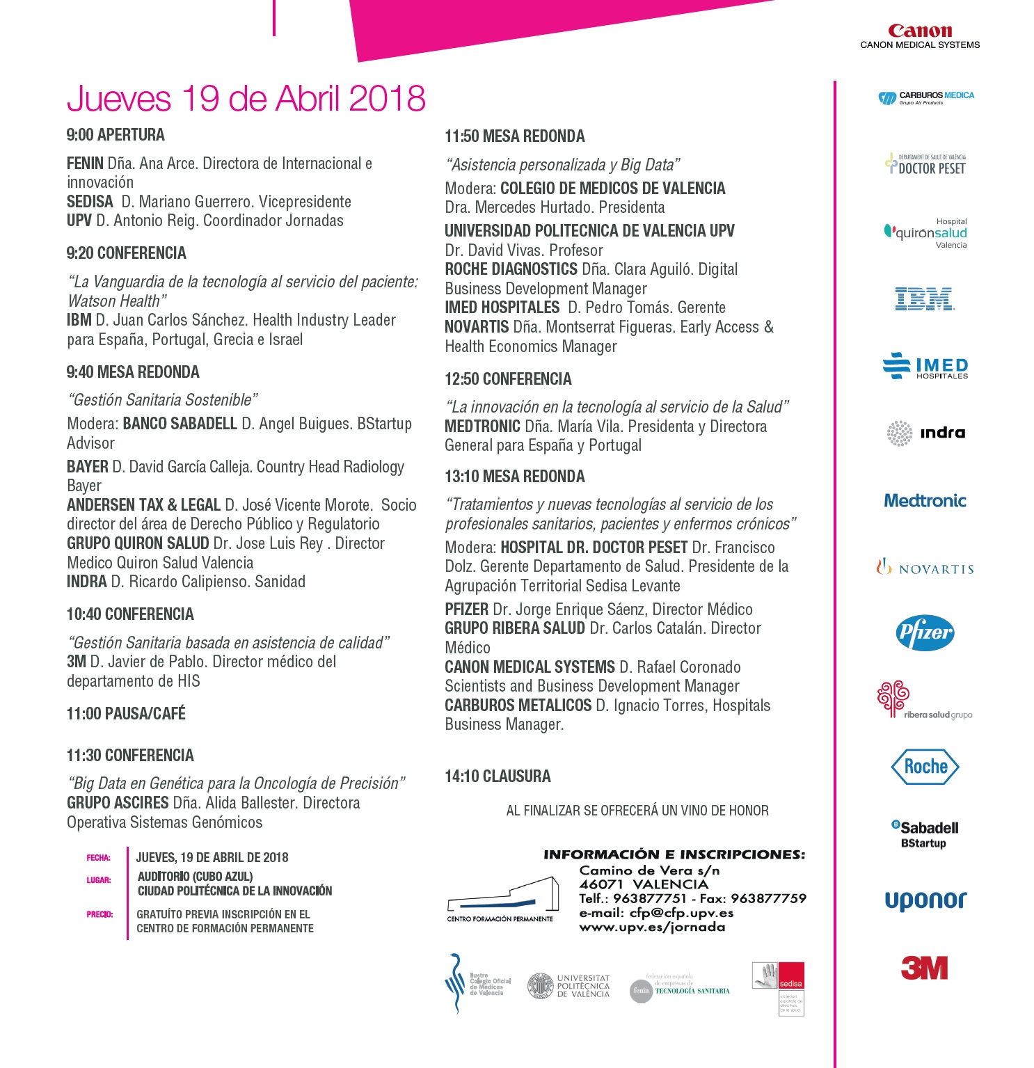 VI Jornqadas sobre tecnología al servicio de la salud, 19 de abril de 2018